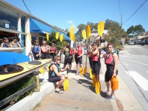 Students prepare for kayak trip.