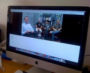 computer screen showing students working via Skype