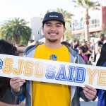 A student visits SJSU for Admitted Spartans Day.