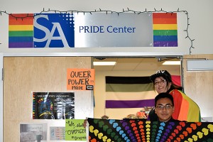 Photo: Melissa Anderson Peers in Pride mentors Ai Nakamura and Abdullah Deen work with incoming first-year and transfer LGBTQI students to help them acclimate to SJSU.