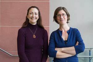 Early Career Investigator Award Winners Rachael French, left, and Miranda Worthen pose for a photograph at San Jose State University on Friday, Feb. 3, 2017. (Photo: James Tensuan, '15 Journalism)