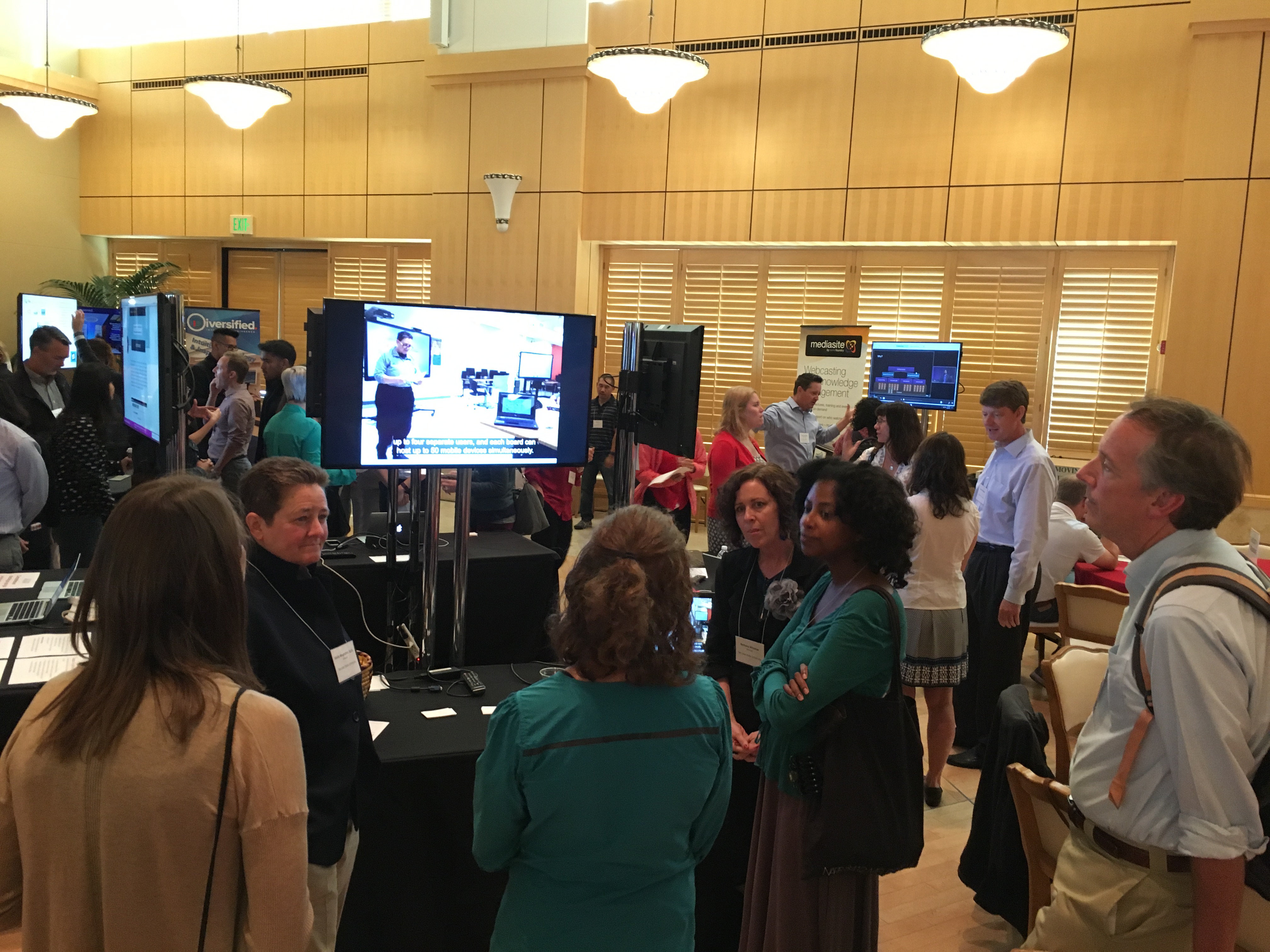 Emily Wughalter and colleagues presented a session on interactive display technology and teaching scholarly writing at the Academic Techology Expo on Oct. 2 at Stanford University. Photo: Klaus Trilck