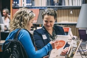 Photo: Daniel Mitre, BFA and minor in Business, '19 At San Jose State University's Annual Author and Artist Awards guests peruse some of the books published by Spartan faculty members in 2018.