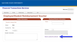Screenshot of the Employee Reimbursement Module