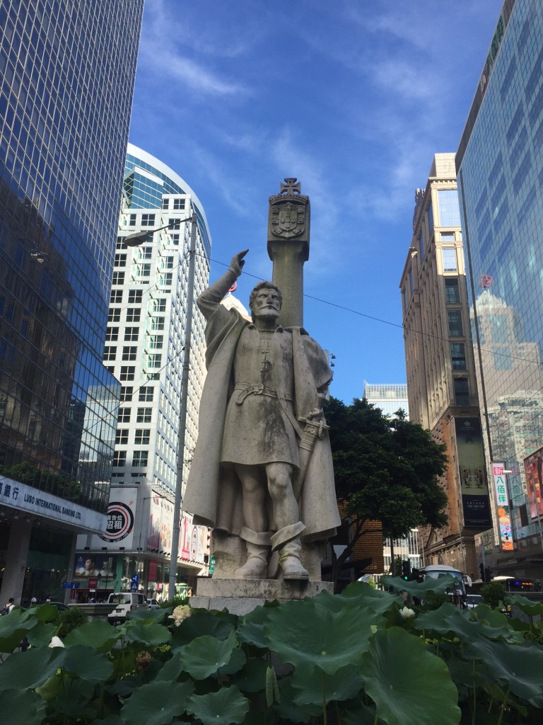 Statue of Jorge Alvares, the first recorded Portuguese navigator to visit China, on the Praia Grande.