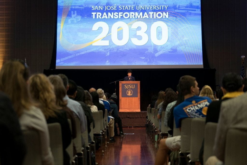 The unveiling of Transformation 2030 took place at SJSU’s Student Union on April 8, 2019.