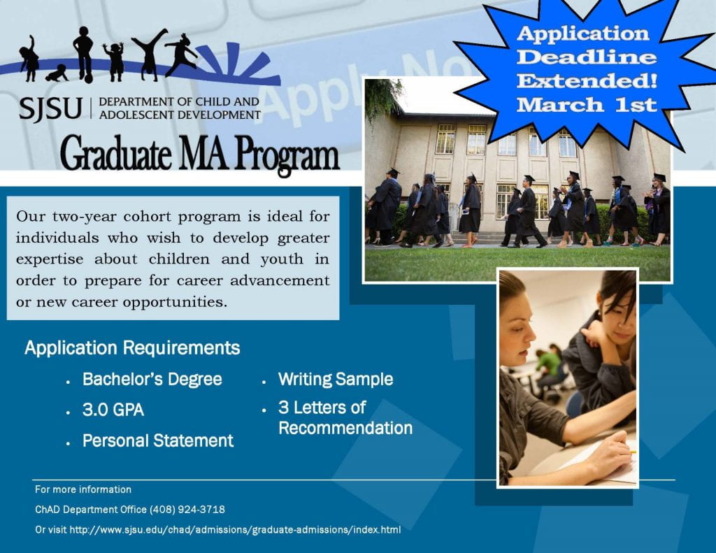 Fall 2020 ChAD MA Application Deadline Extended / SJSU Lurie College of