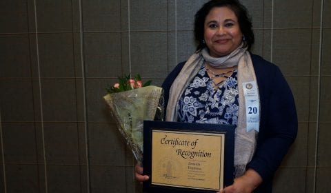 Zenaida Espinosa was honored for 20 years of service. ( Josie Lepe/San Jose State University )