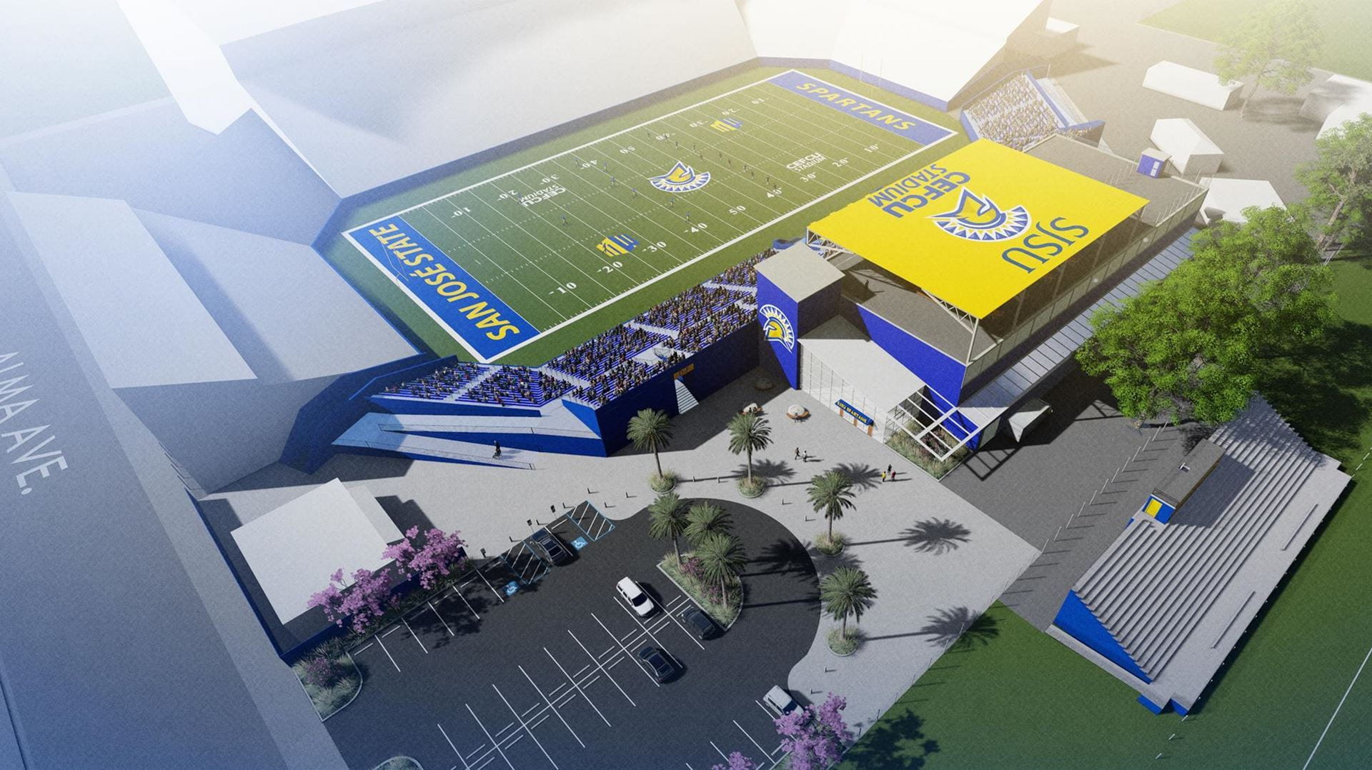 An artist rendering shows the future Football Operations Center.