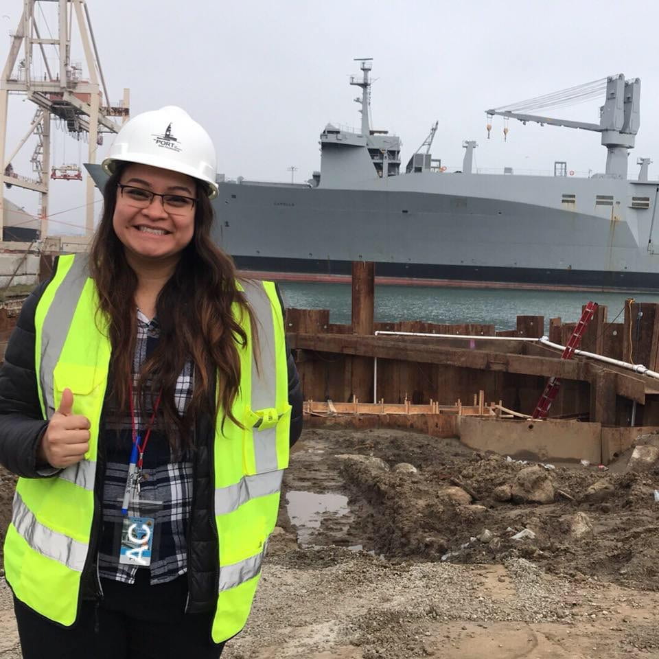 Andrea Coto poses at a project at the Port of San Francisco in 2019.