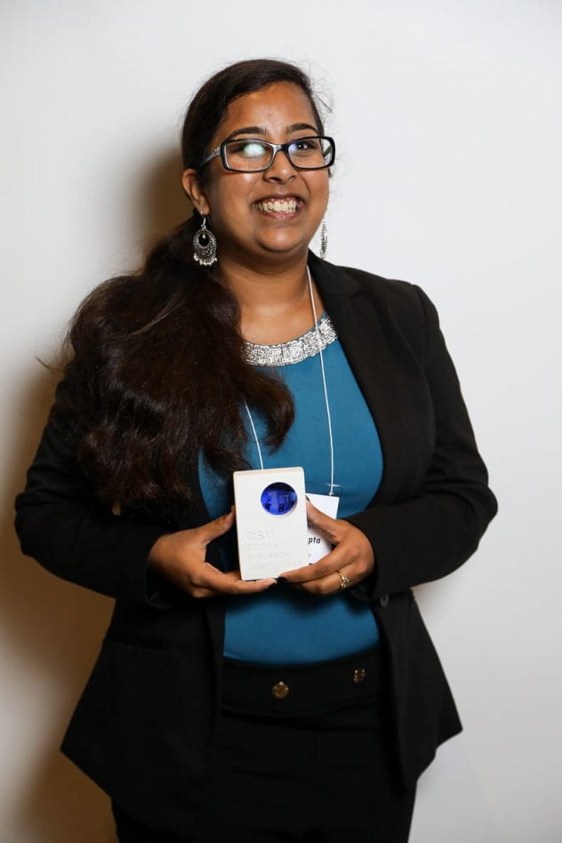 Vanshika Gupta placed first in her category at the CSU Student Research Competition. Photo courtesy of Jordan Kubat 2019