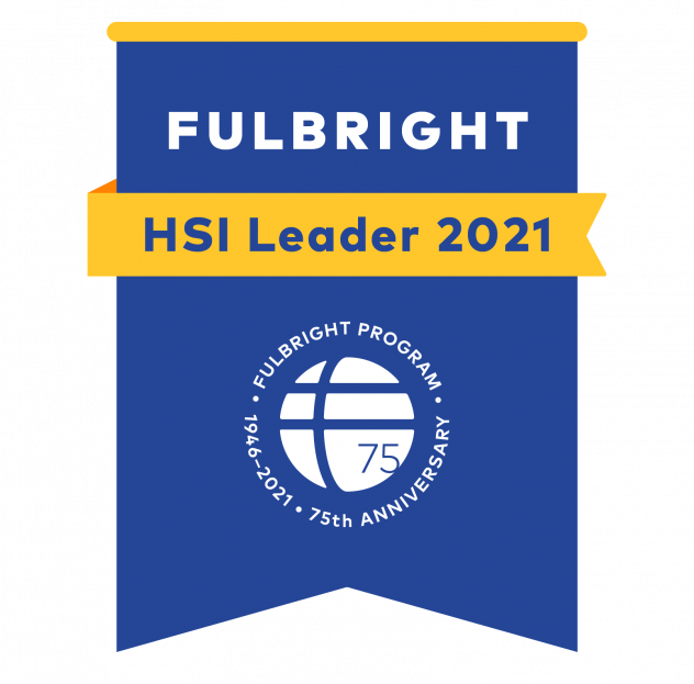 A badge that says Fulbright HSI Leader 2021