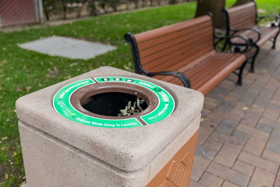 Single-stream trash can on campus