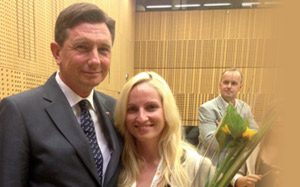 Ana Lukner with Slovenian President Borut Pahor